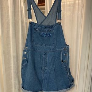 Vintage denim short overalls